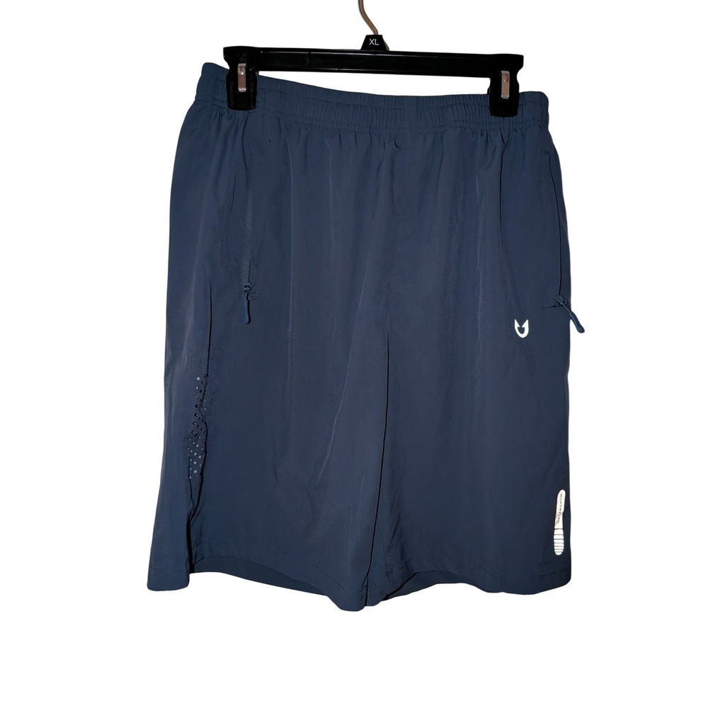 Northyard Mens Large Athletic Shorts‎ Navy Blue Zipper Pockets Size L